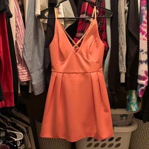 TOPSHOP PETITE coral dress. Midi length, size 0.